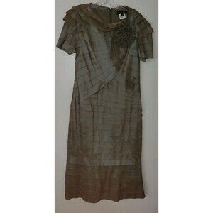 Tadashi Shoji Gown Dress 14 Grey Silver Puter Iridescent Layered Wedding